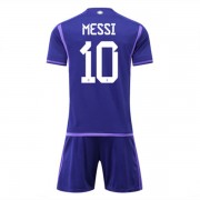 Fotballdrakter Barn Argentina VM 2022 Lionel Messi 10 Borte Draktsett..